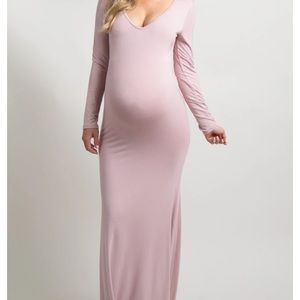 Pink Blush Maternity Pink Long Sleeve Gown